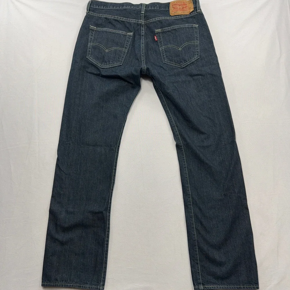 Levi's Jeans 501 Original Fit Straight Leg Button Fly Dark Wash Mens W36 L32